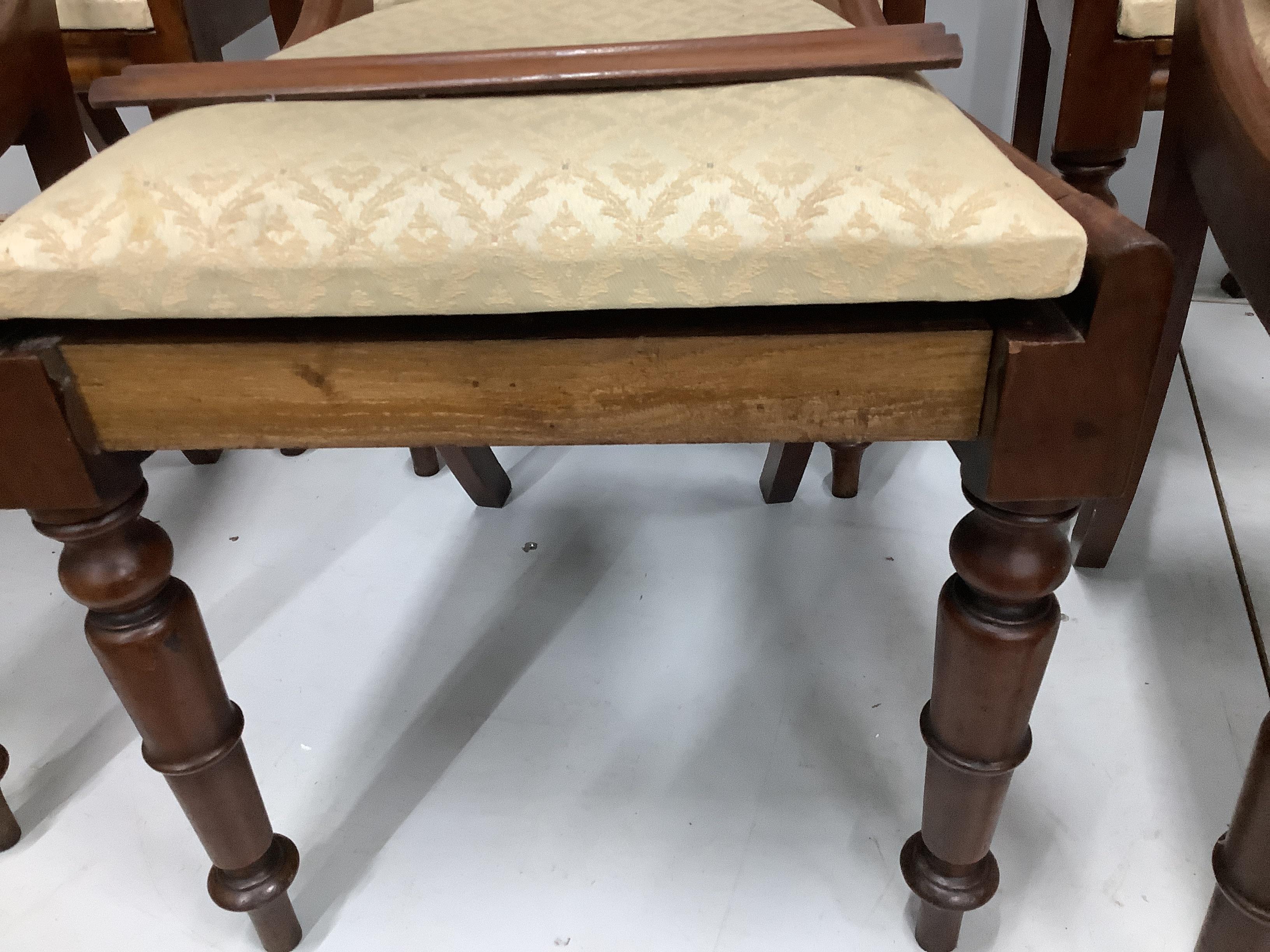 A set of six early Victorian mahogany dining chairs